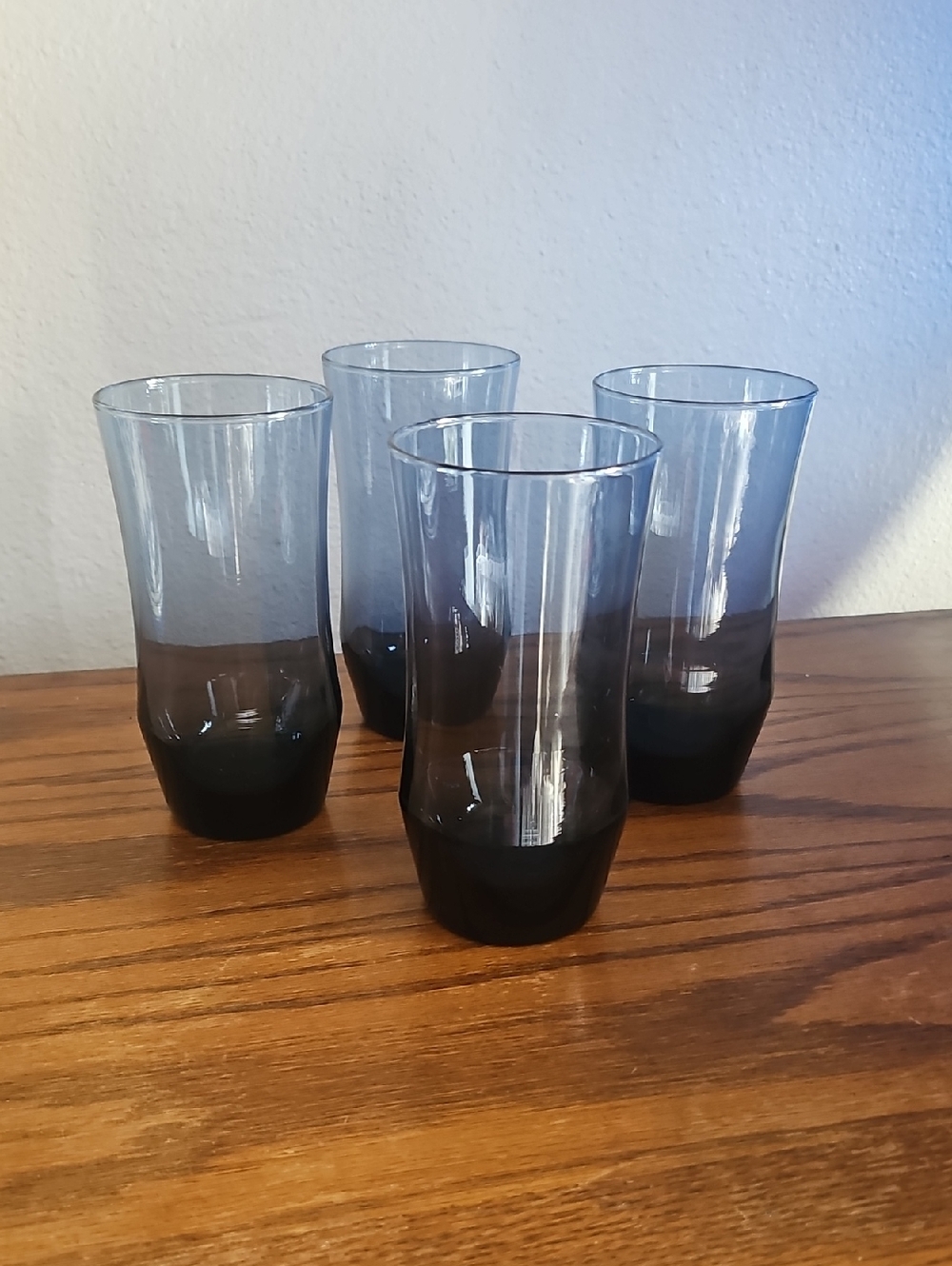 Vintage Libbey Smoky Blue Tumblers Set Of 4